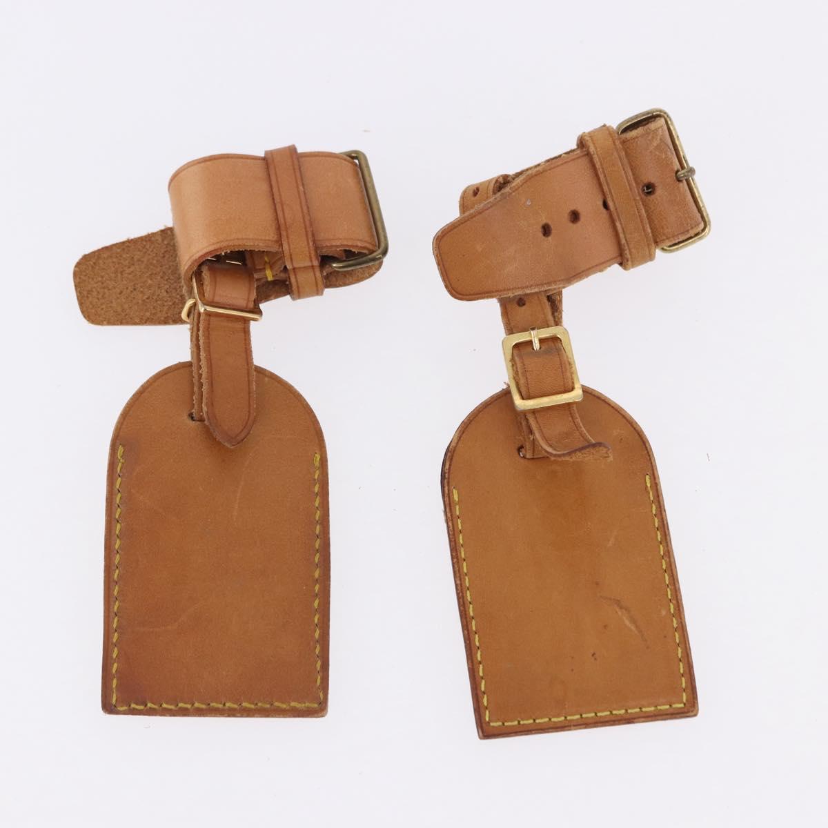 LOUIS VUITTON Name Tag Powanie 10 Set Powanie Leather Beige LV Auth 192577