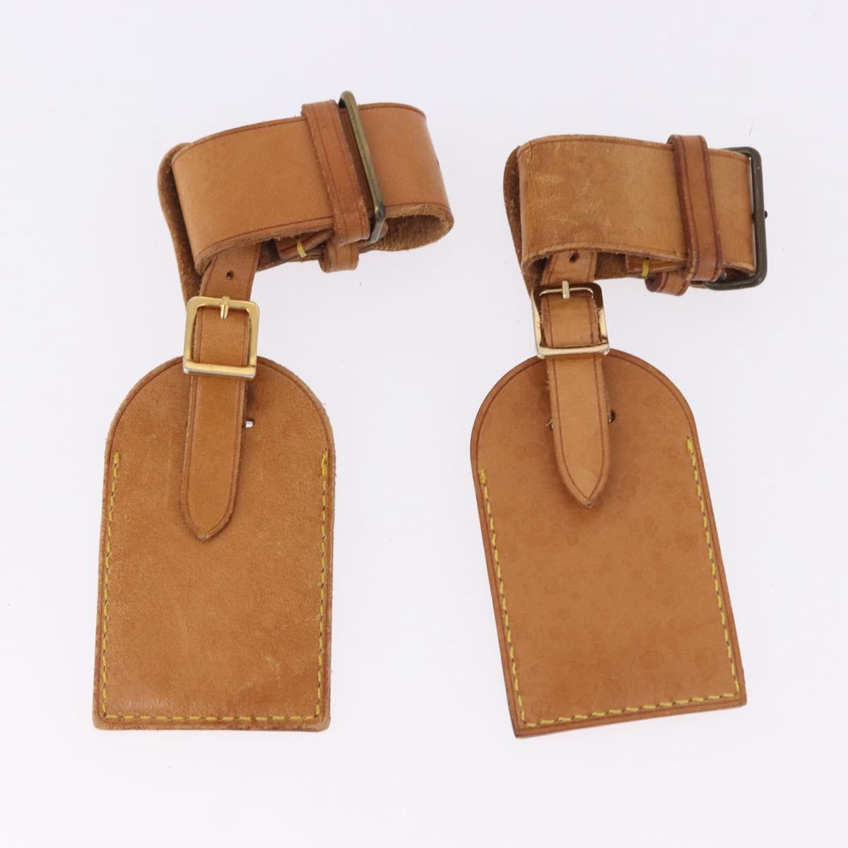 LOUIS VUITTON Name Tag Powanie 10 Set Powanie Leather Beige LV Auth 192577