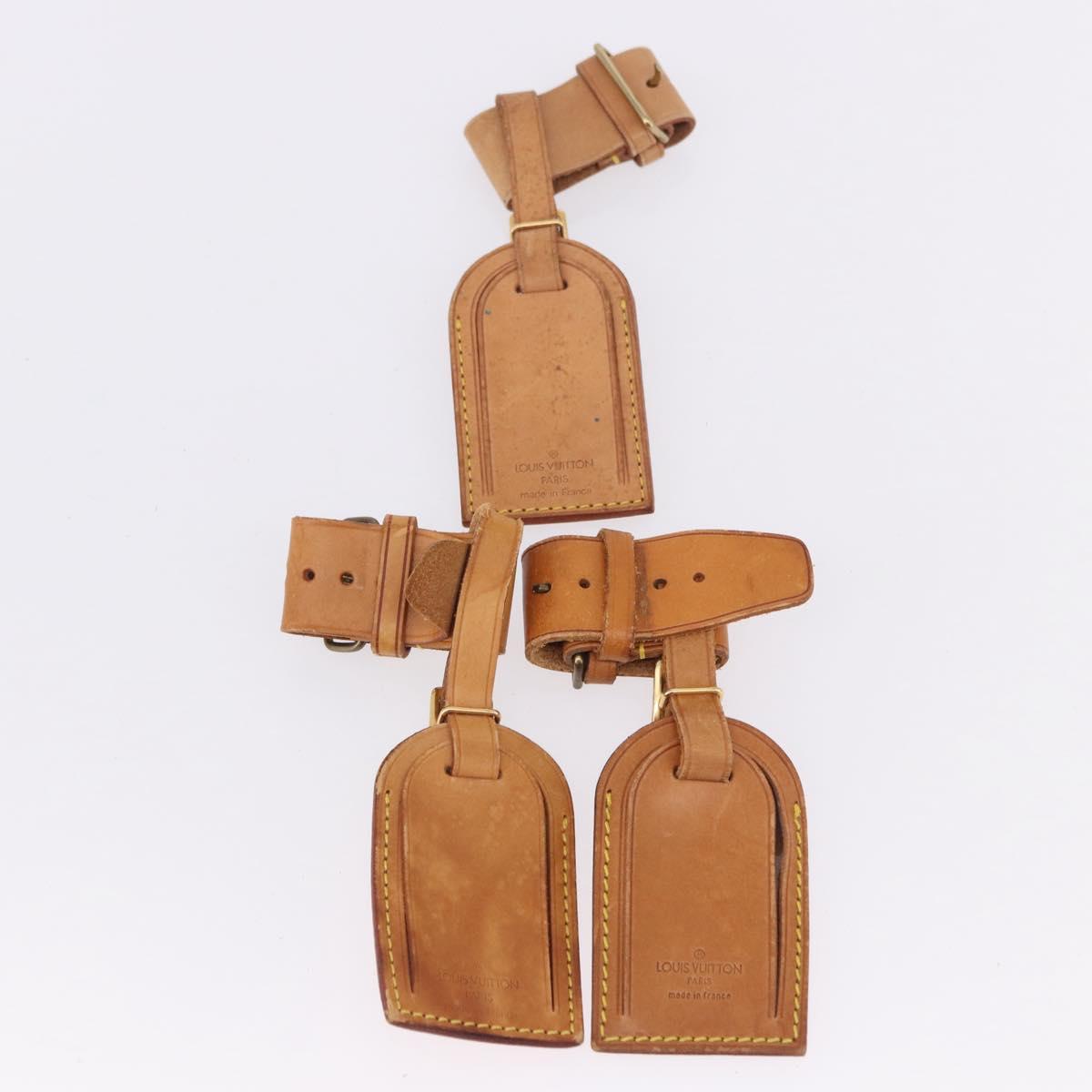 LOUIS VUITTON Name Tag Powanie 10 Set Powanie Leather Beige LV Auth 192577