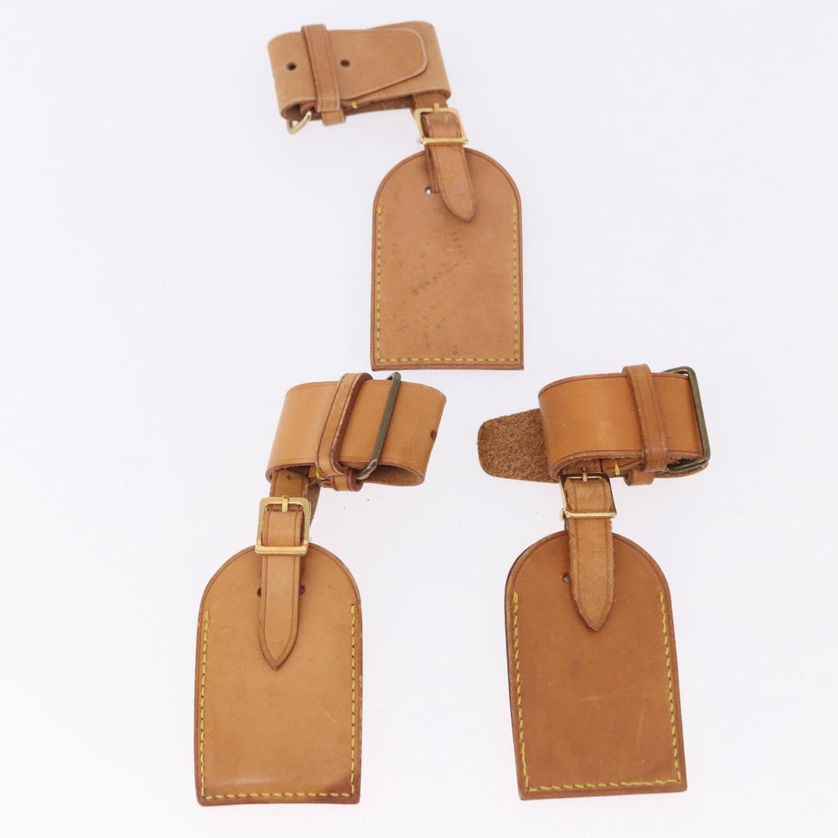 LOUIS VUITTON Name Tag Powanie 10 Set Powanie Leather Beige LV Auth 192577