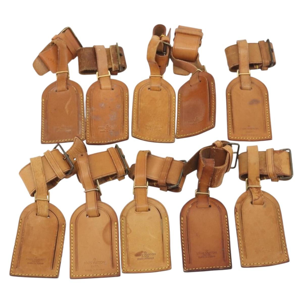 LOUIS VUITTON Name Tag Powanie 10 Set Powanie Leather Beige LV Auth 192578