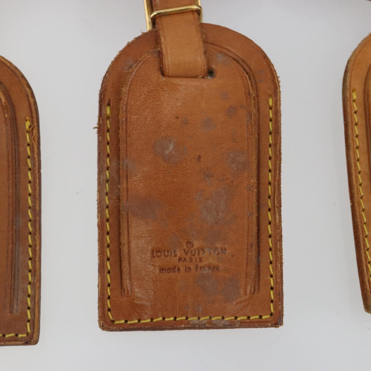 LOUIS VUITTON Name Tag Powanie 10 Set Powanie Leather Beige LV Auth 192578