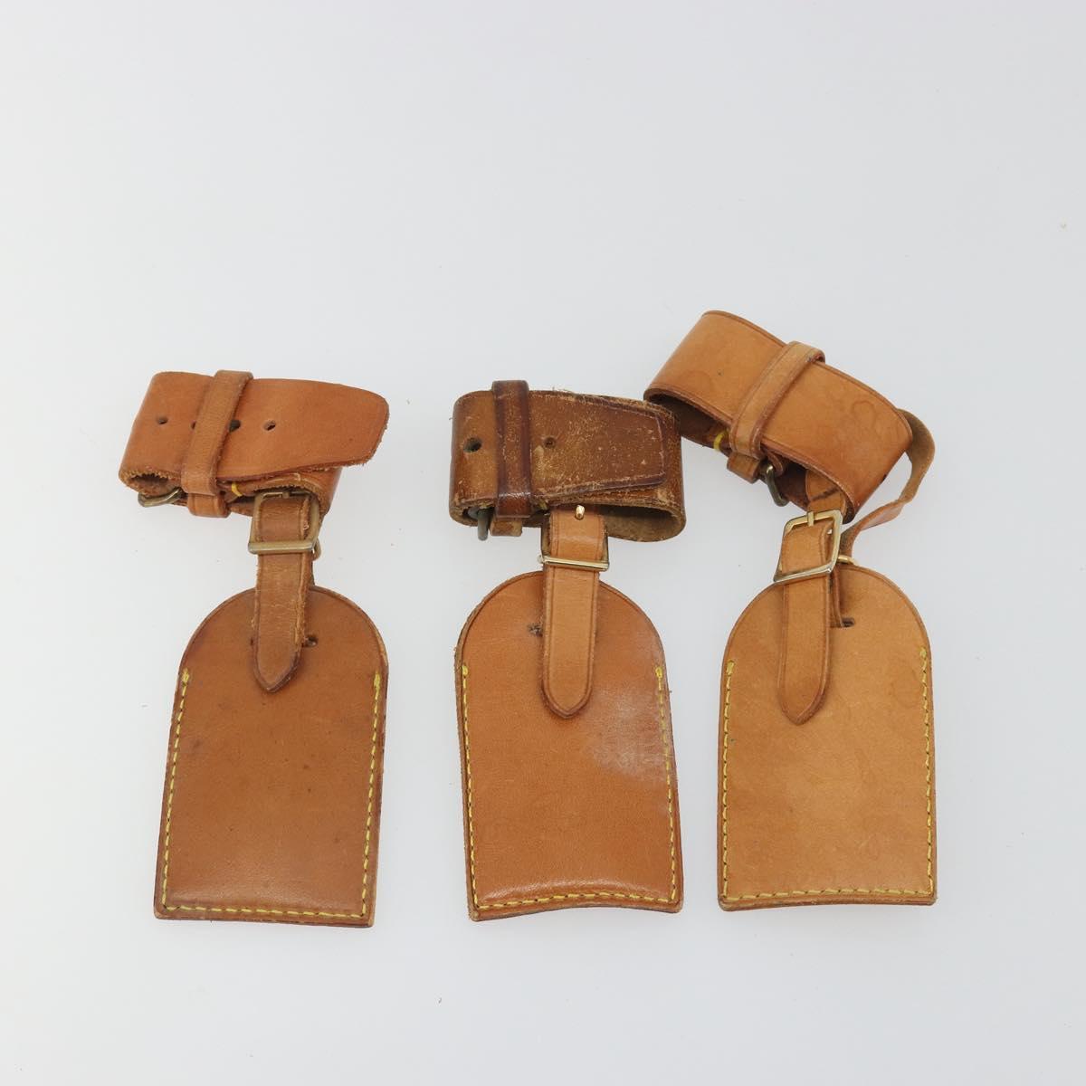 LOUIS VUITTON Name Tag Powanie 10 Set Powanie Leather Beige LV Auth 192578