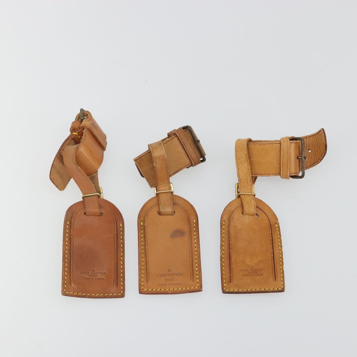LOUIS VUITTON Name Tag Powanie 10 Set Powanie Leather Beige LV Auth 192578