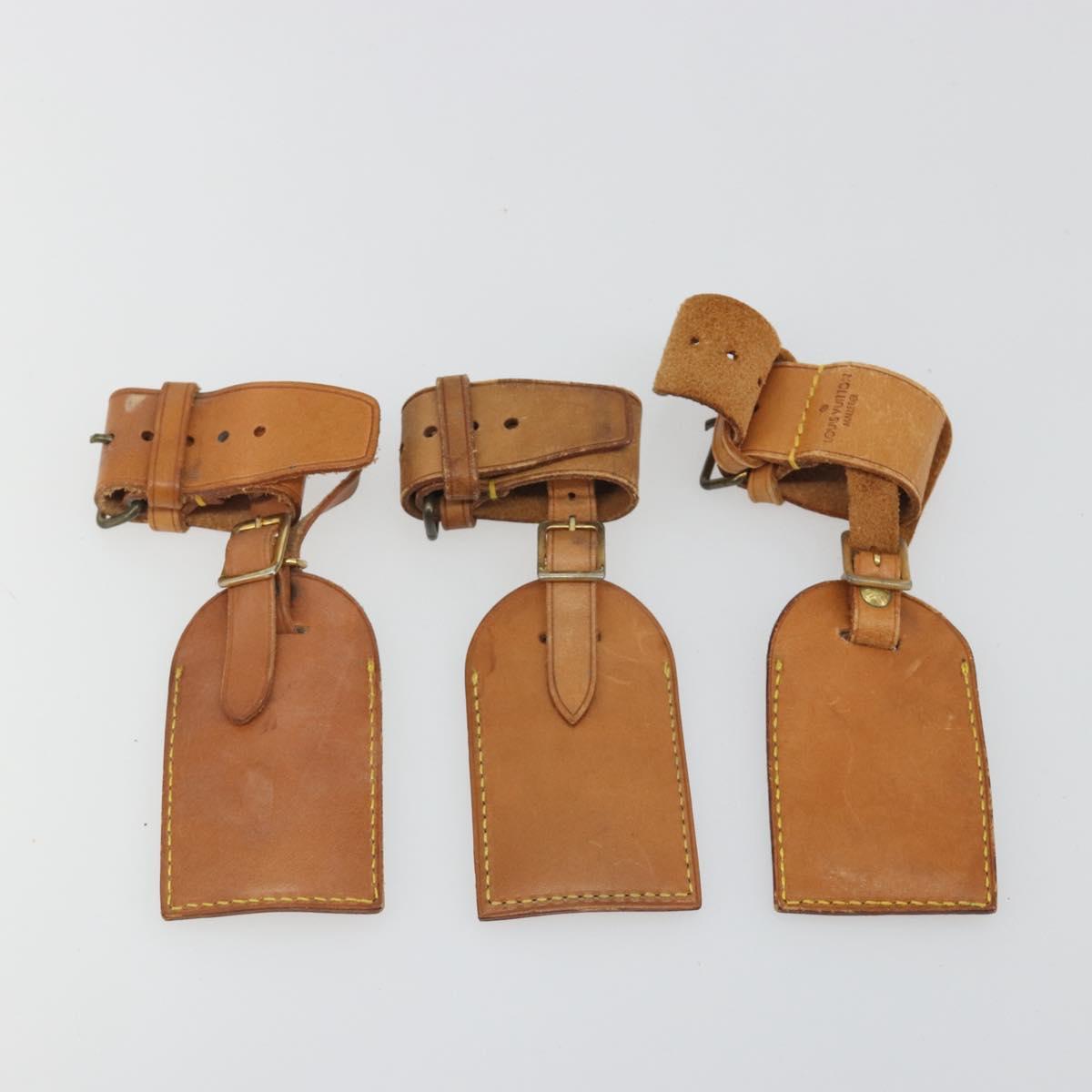 LOUIS VUITTON Name Tag Powanie 10 Set Powanie Leather Beige LV Auth 192578