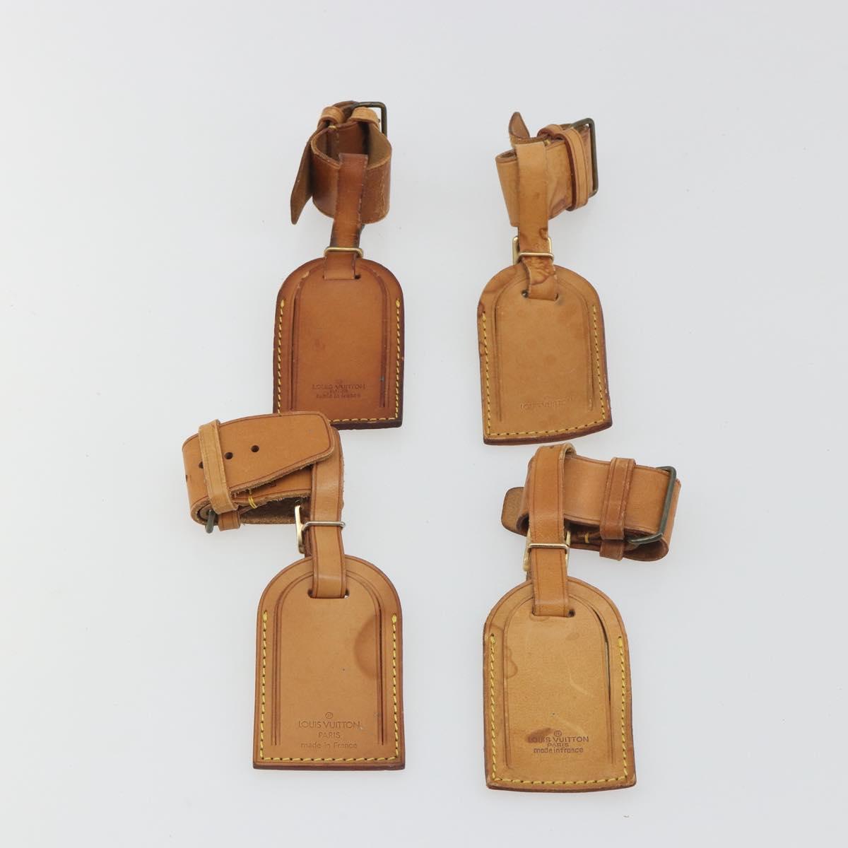 LOUIS VUITTON Name Tag Powanie 10 Set Powanie Leather Beige LV Auth 192578