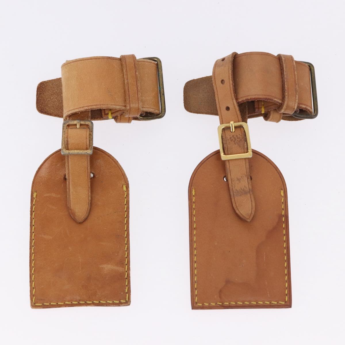 LOUIS VUITTON Name Tag Powanie 10 Set Powanie Leather Beige LV Auth 192579