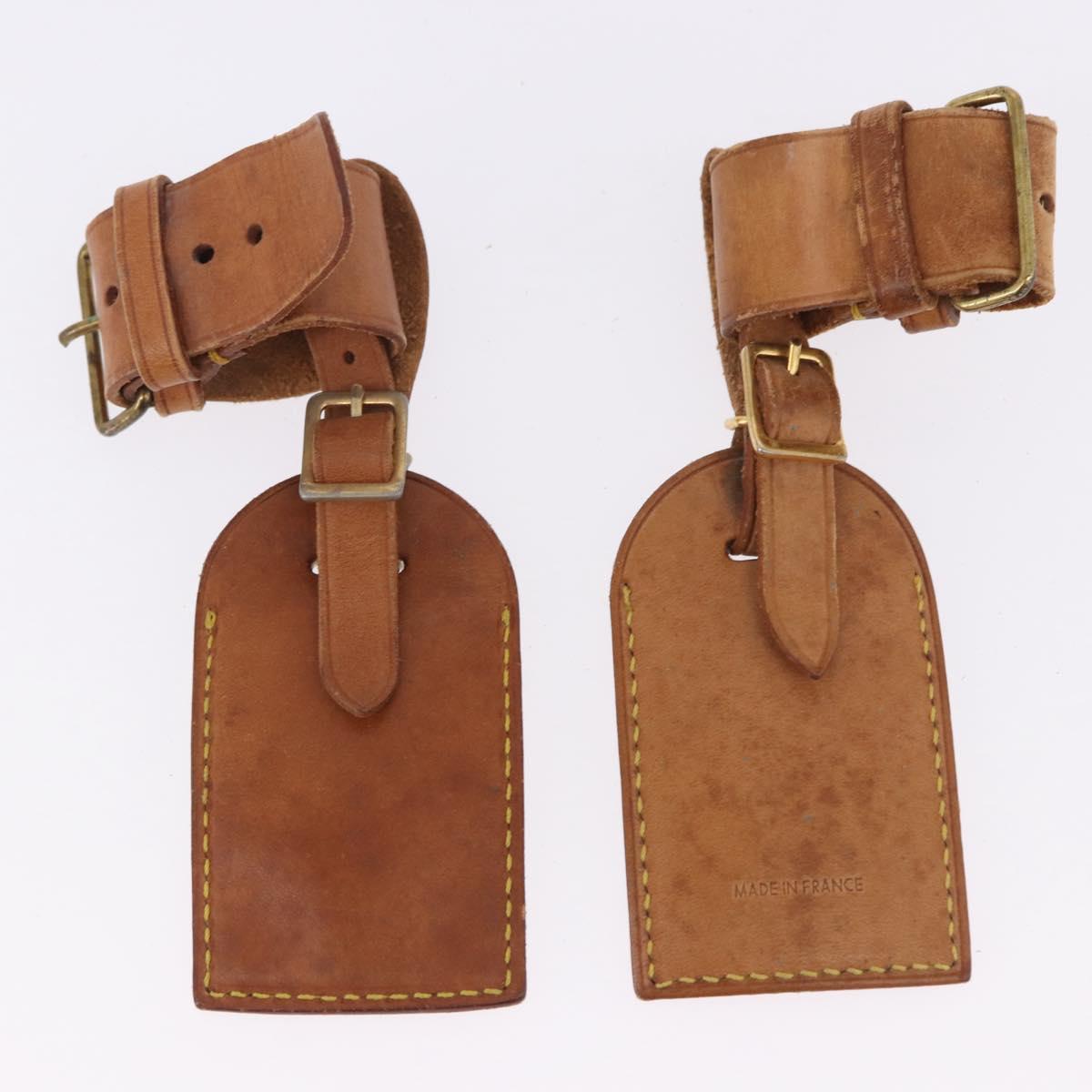 LOUIS VUITTON Name Tag Powanie 10 Set Powanie Leather Beige LV Auth 192579