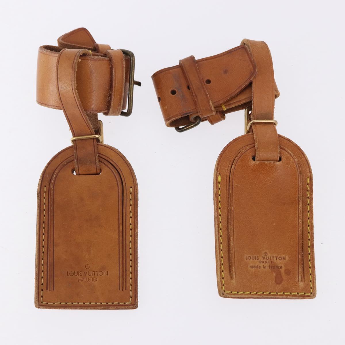 LOUIS VUITTON Name Tag Powanie 10 Set Powanie Leather Beige LV Auth 192579