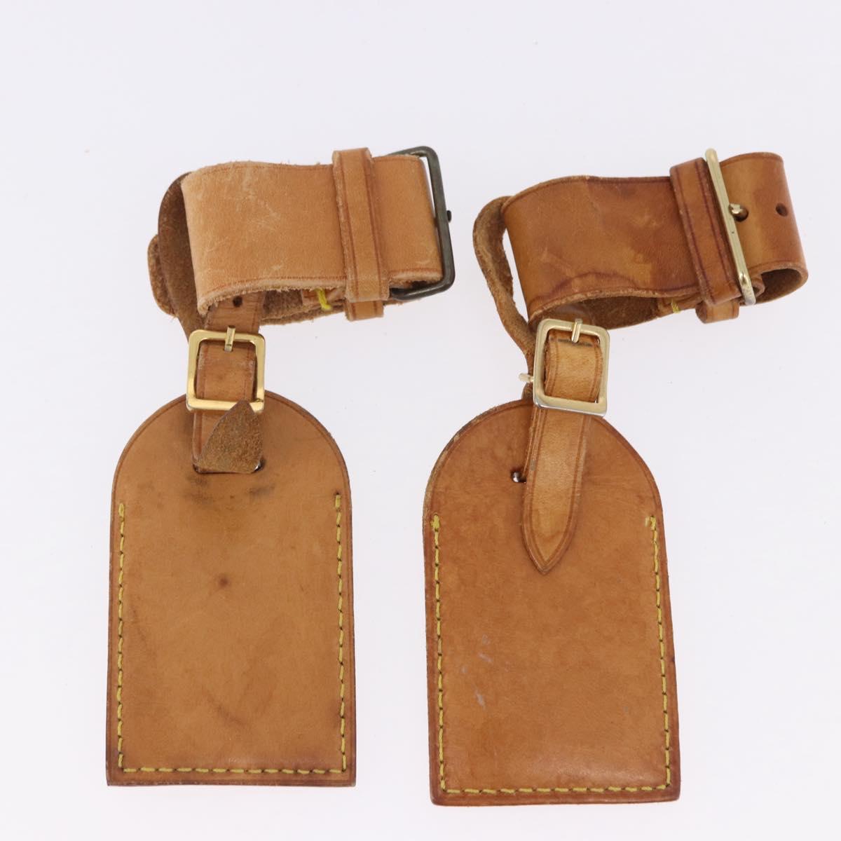 LOUIS VUITTON Name Tag Powanie 10 Set Powanie Leather Beige LV Auth 192579