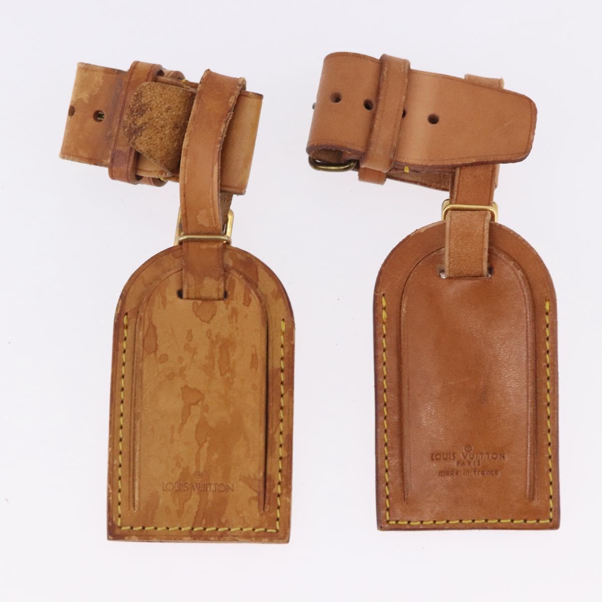 LOUIS VUITTON Name Tag Powanie 10 Set Powanie Leather Beige LV Auth 192579