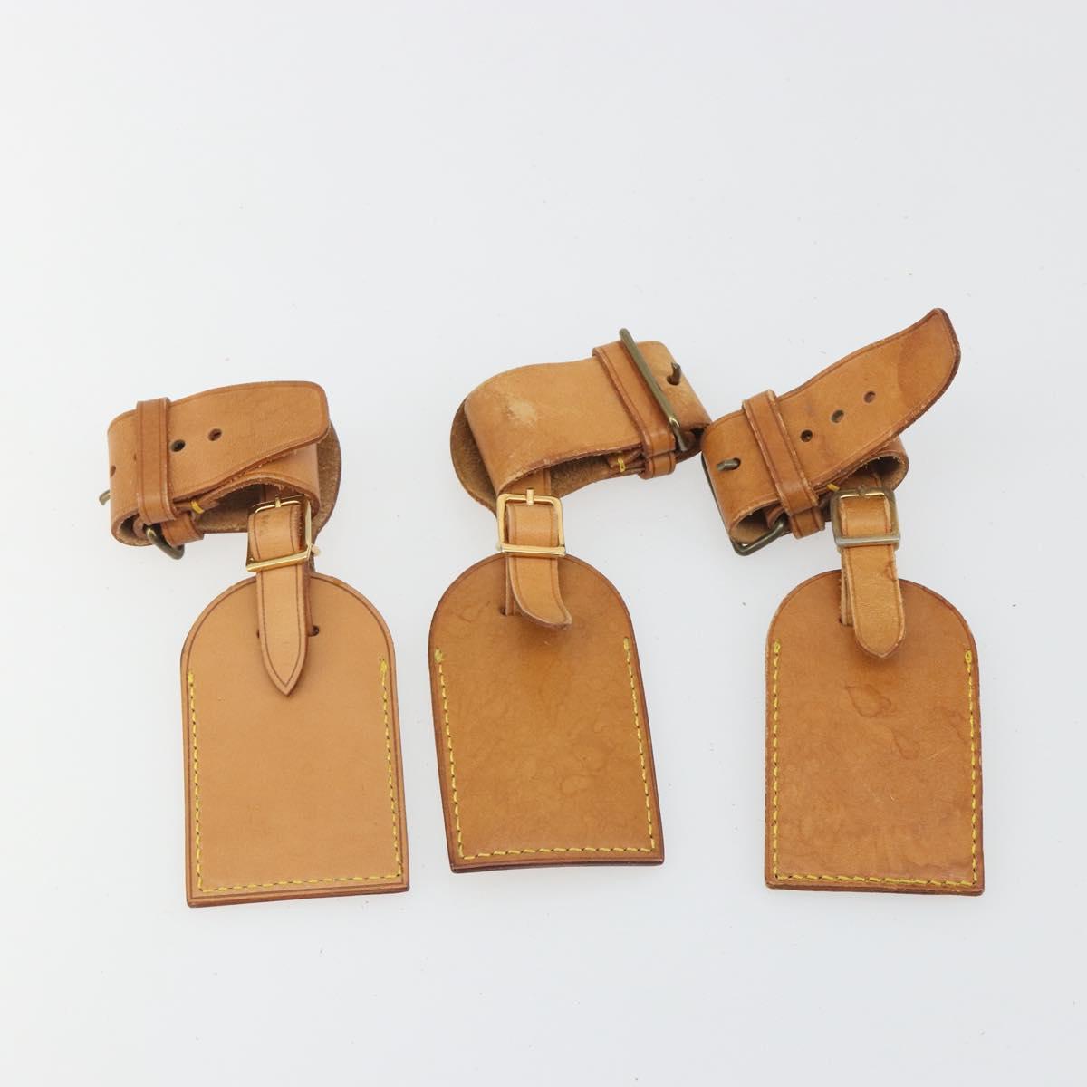 LOUIS VUITTON Name Tag Powanie 10 Set Powanie Leather Beige LV Auth 192580