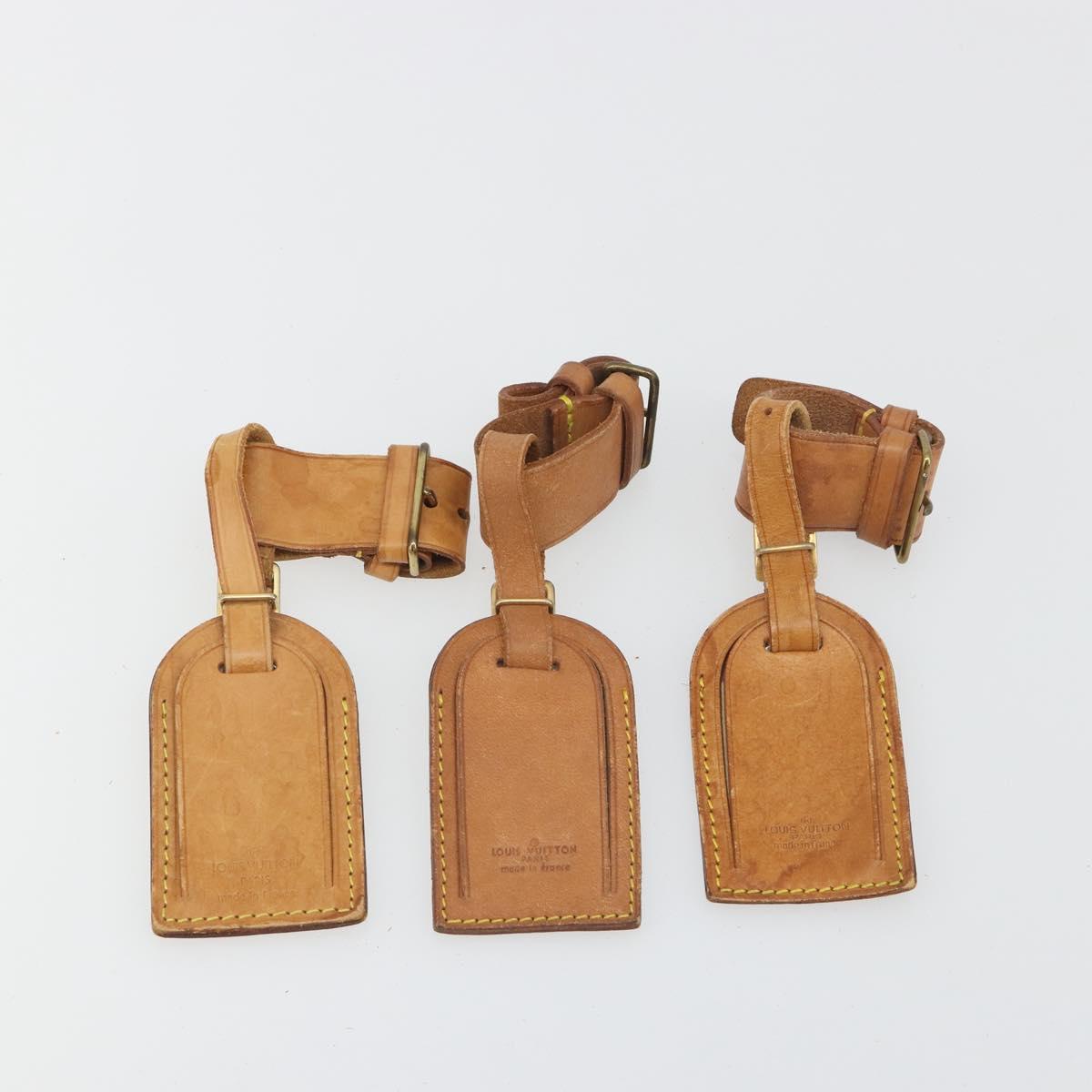 LOUIS VUITTON Name Tag Powanie 10 Set Powanie Leather Beige LV Auth 192580
