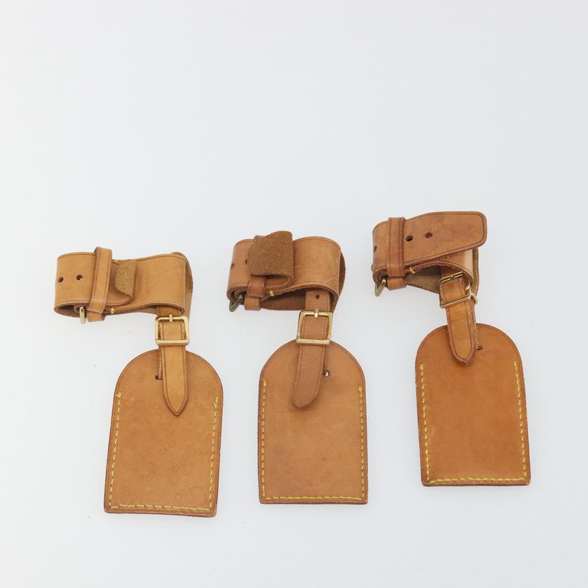LOUIS VUITTON Name Tag Powanie 10 Set Powanie Leather Beige LV Auth 192580