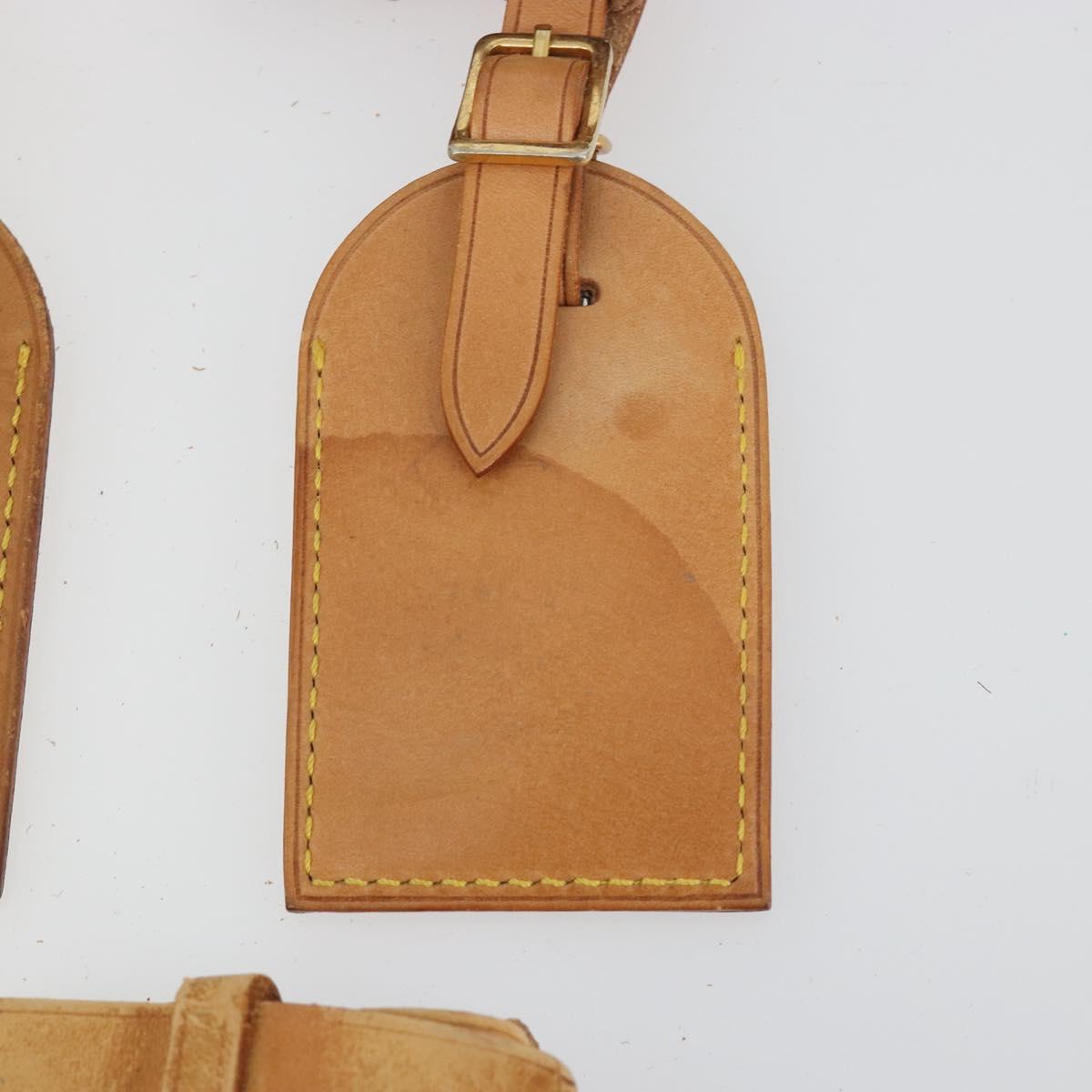 LOUIS VUITTON Name Tag Powanie 10 Set Powanie Leather Beige LV Auth 192580