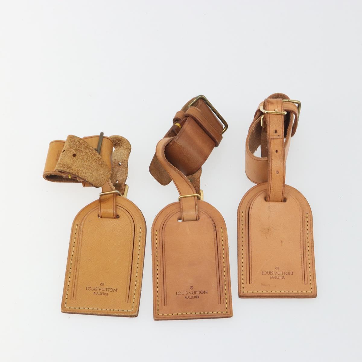 LOUIS VUITTON Name Tag Powanie 10 Set Powanie Leather Beige LV Auth 192581