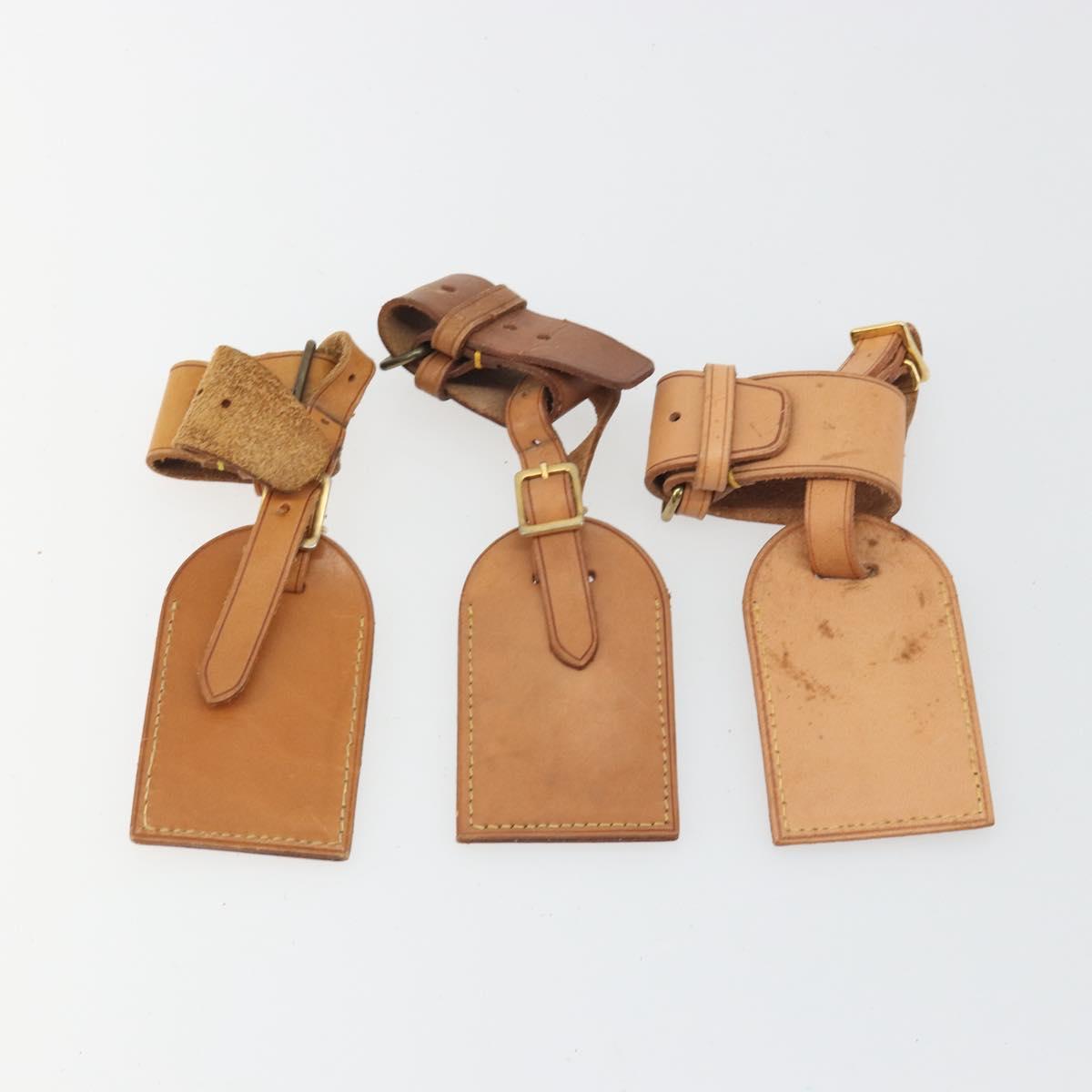 LOUIS VUITTON Name Tag Powanie 10 Set Powanie Leather Beige LV Auth 192581