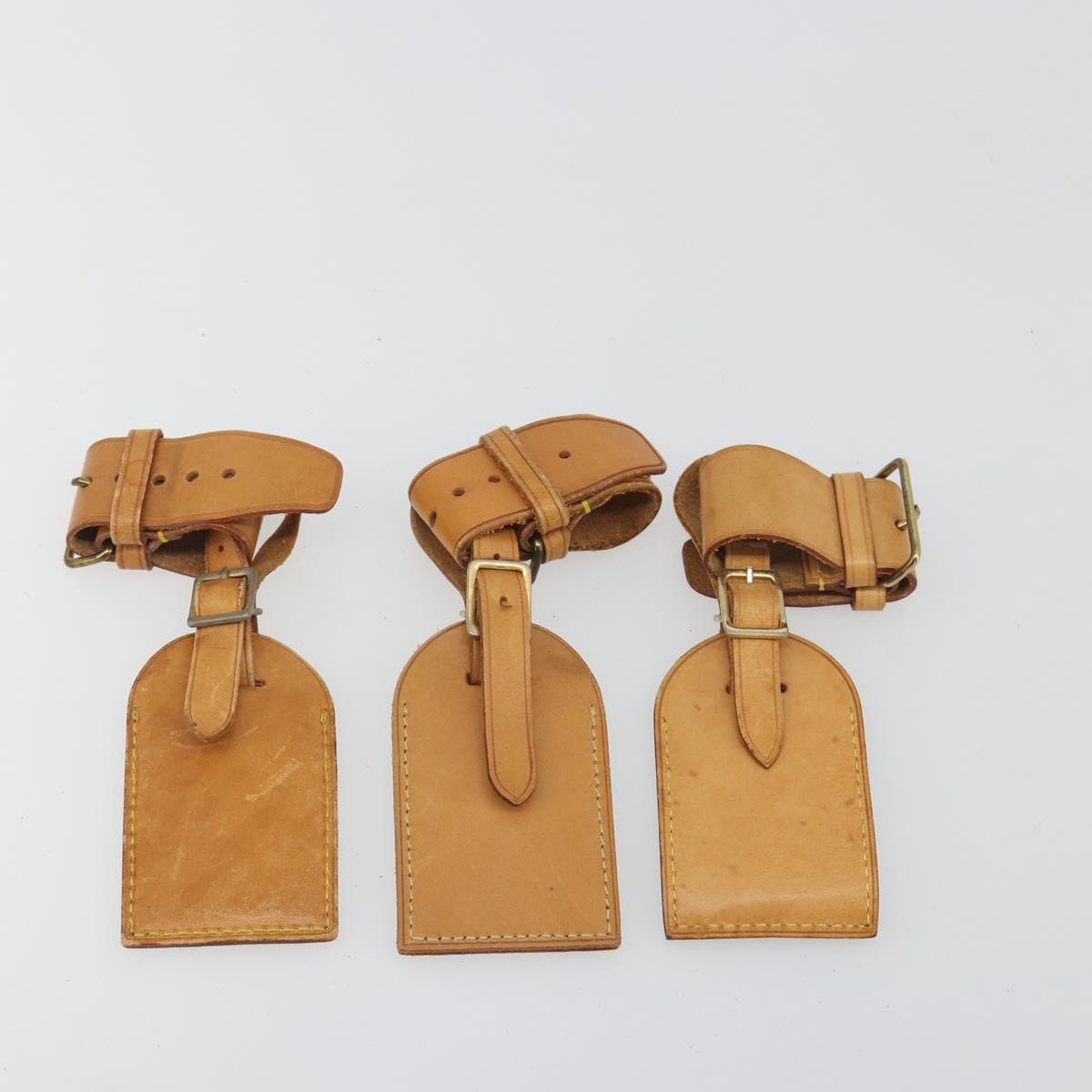 LOUIS VUITTON Name Tag Powanie 10 Set Powanie Leather Beige LV Auth 192581