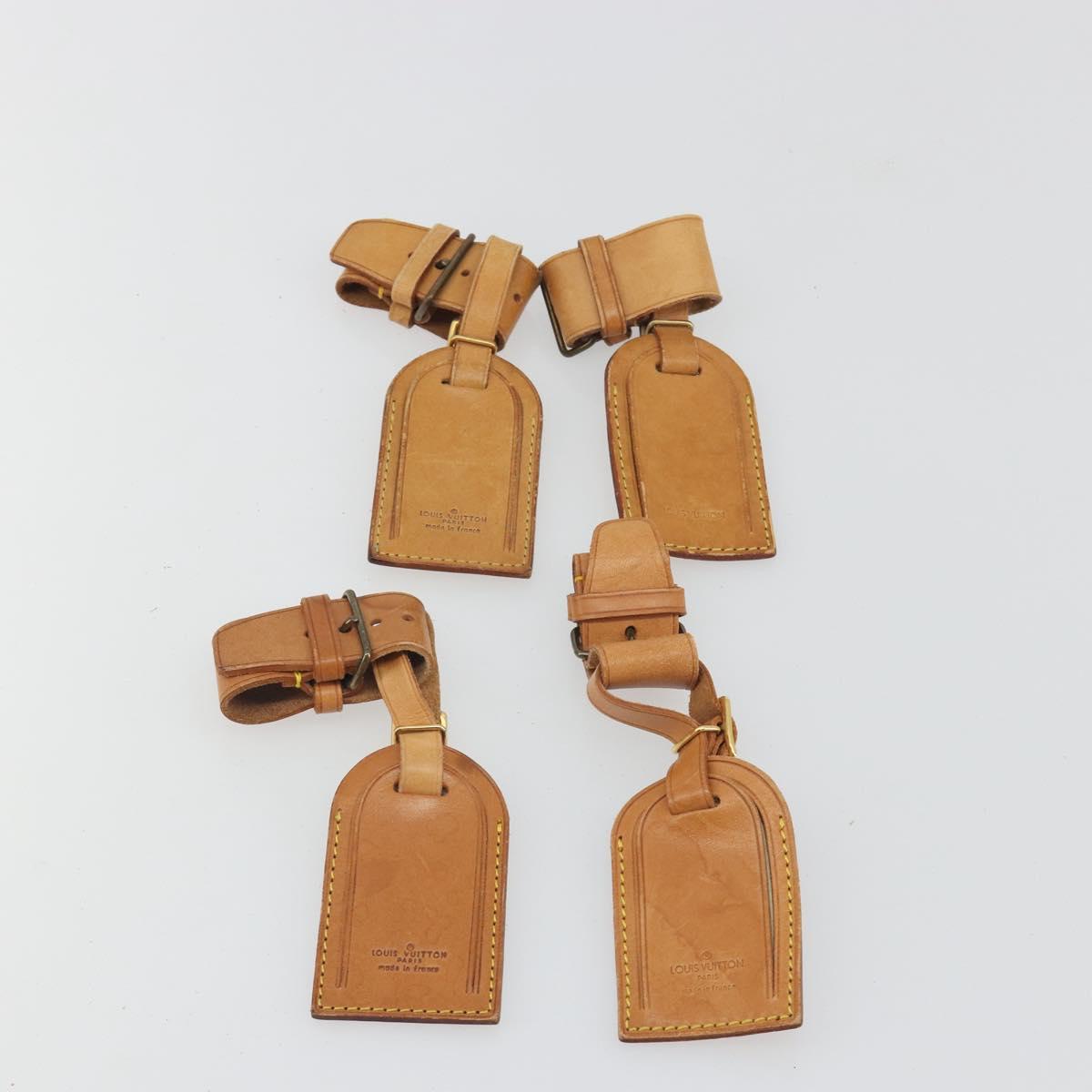 LOUIS VUITTON Name Tag Powanie 10 Set Powanie Leather Beige LV Auth 192581