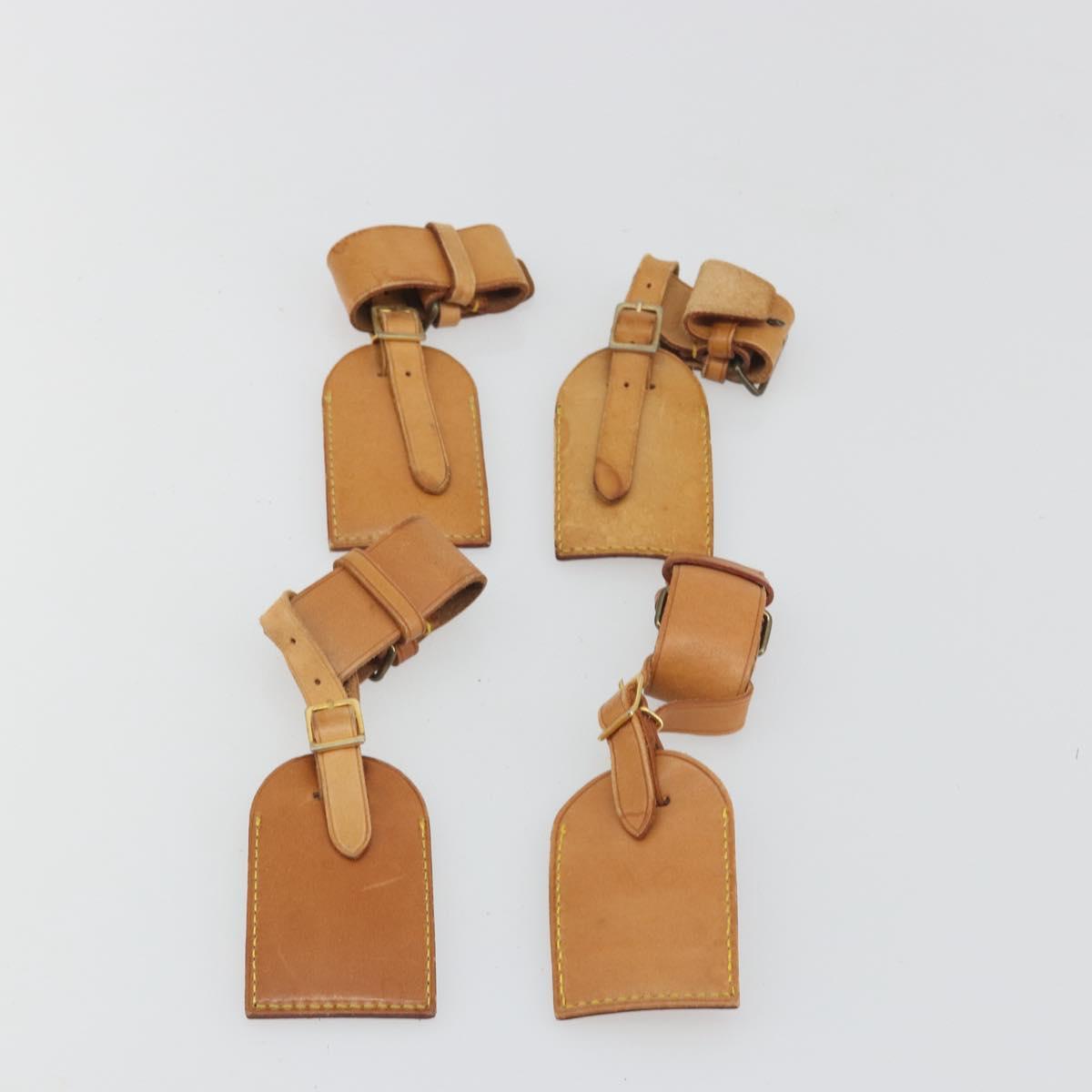 LOUIS VUITTON Name Tag Powanie 10 Set Powanie Leather Beige LV Auth 192581
