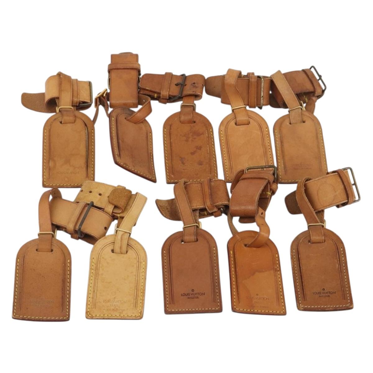 LOUIS VUITTON Name Tag Powanie 10 Set Powanie Leather Beige LV Auth 192582