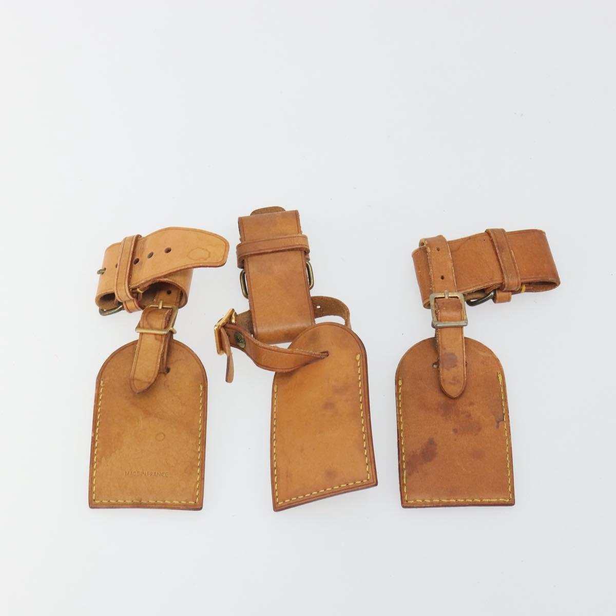 LOUIS VUITTON Name Tag Powanie 10 Set Powanie Leather Beige LV Auth 192582