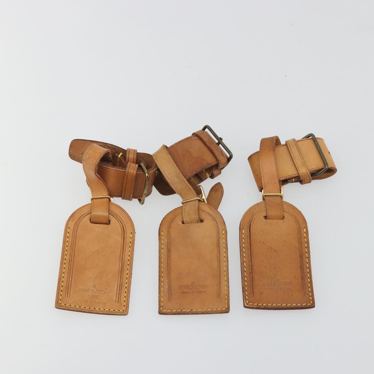 LOUIS VUITTON Name Tag Powanie 10 Set Powanie Leather Beige LV Auth 192582