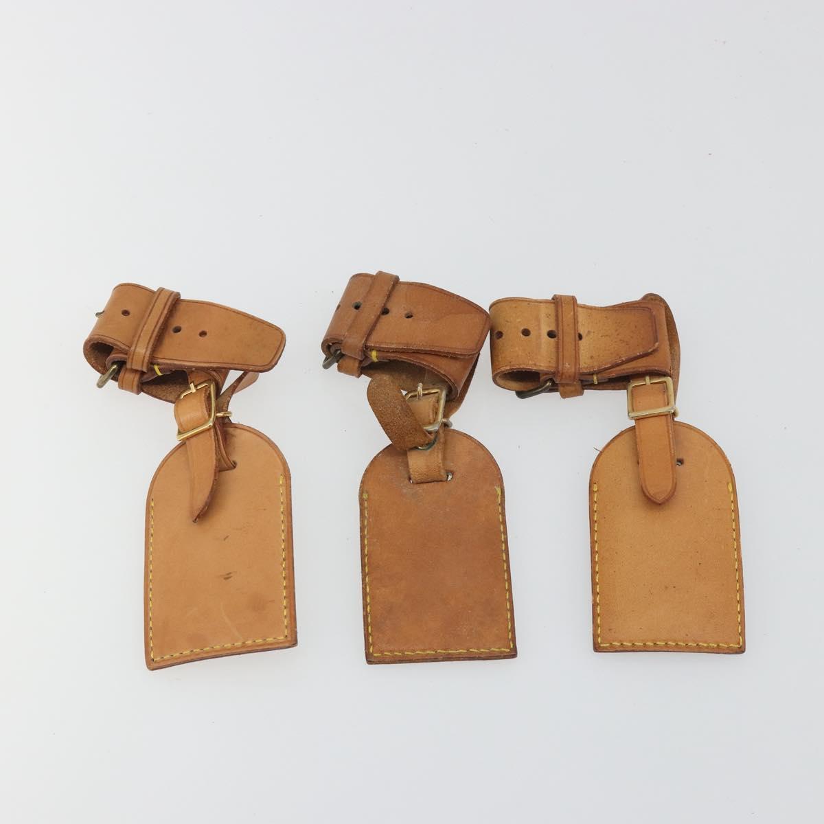 LOUIS VUITTON Name Tag Powanie 10 Set Powanie Leather Beige LV Auth 192582