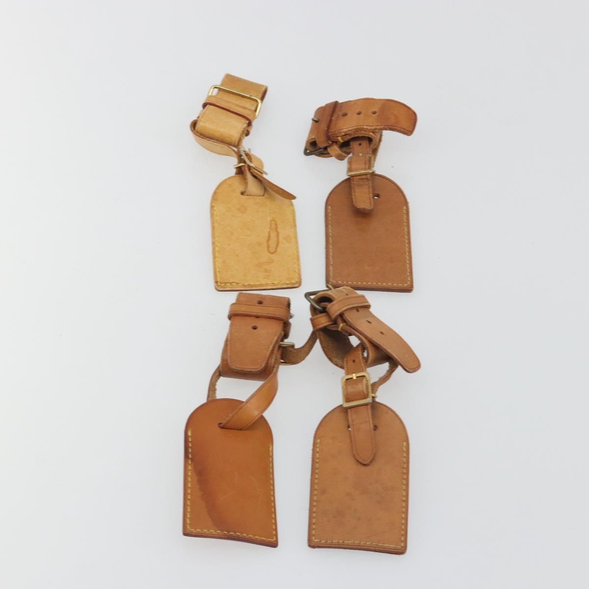 LOUIS VUITTON Name Tag Powanie 10 Set Powanie Leather Beige LV Auth 192582