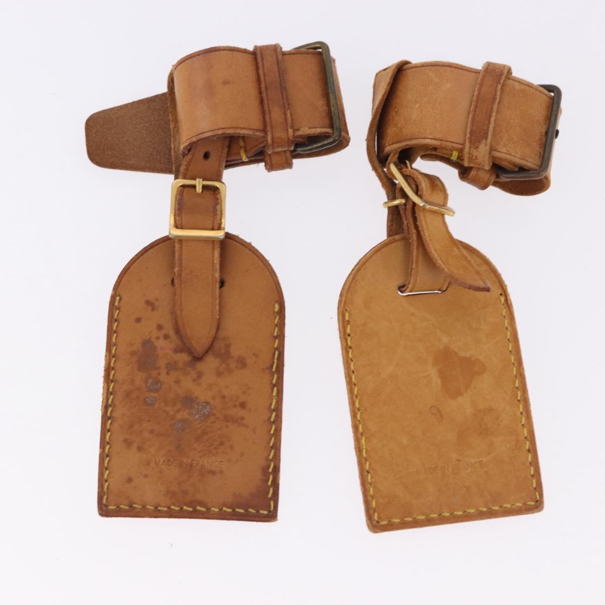 LOUIS VUITTON Name Tag Powanie 10 Set Powanie Leather Beige LV Auth 192583
