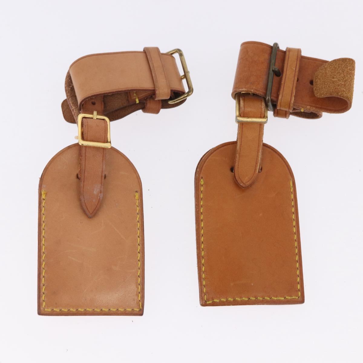 LOUIS VUITTON Name Tag Powanie 10 Set Powanie Leather Beige LV Auth 192583