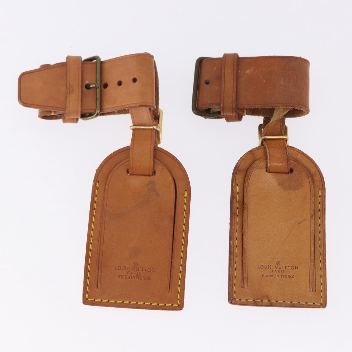 LOUIS VUITTON Name Tag Powanie 10 Set Powanie Leather Beige LV Auth 192583