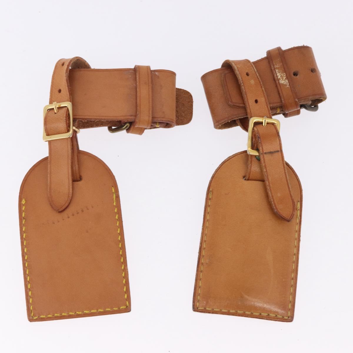 LOUIS VUITTON Name Tag Powanie 10 Set Powanie Leather Beige LV Auth 192583