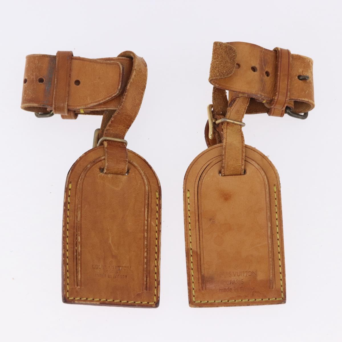 LOUIS VUITTON Name Tag Powanie 10 Set Powanie Leather Beige LV Auth 192583