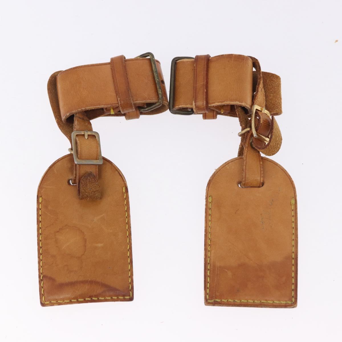 LOUIS VUITTON Name Tag Powanie 10 Set Powanie Leather Beige LV Auth 192583