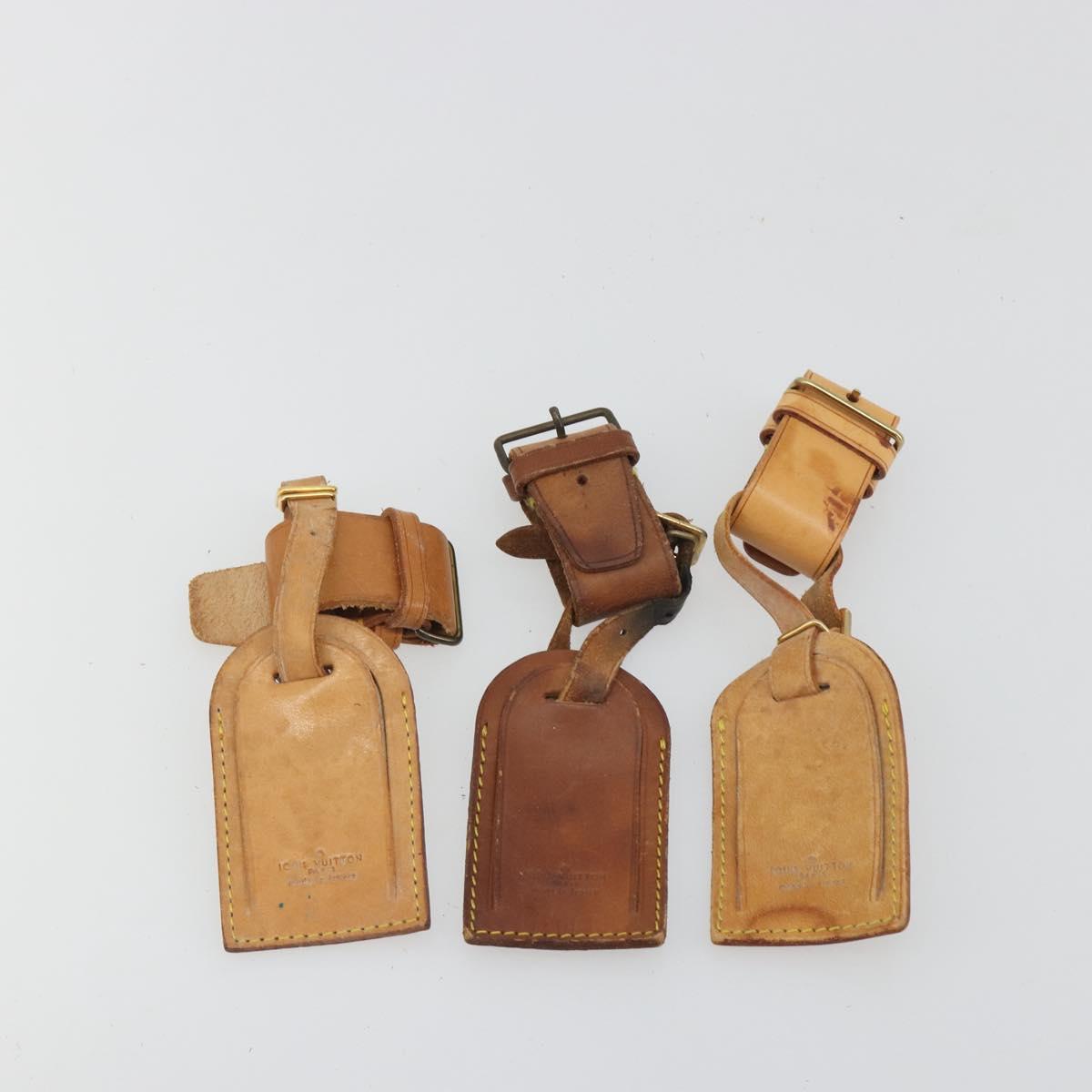 LOUIS VUITTON Name Tag Powanie 10 Set Powanie Leather Beige LV Auth 192584
