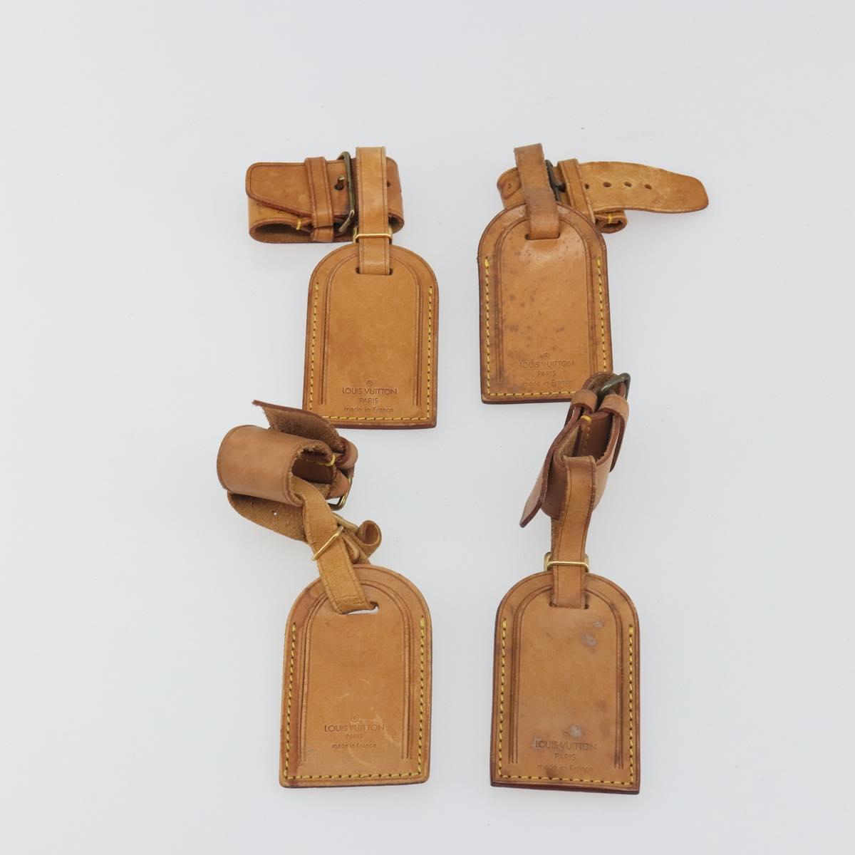 LOUIS VUITTON Name Tag Powanie 10 Set Powanie Leather Beige LV Auth 192584