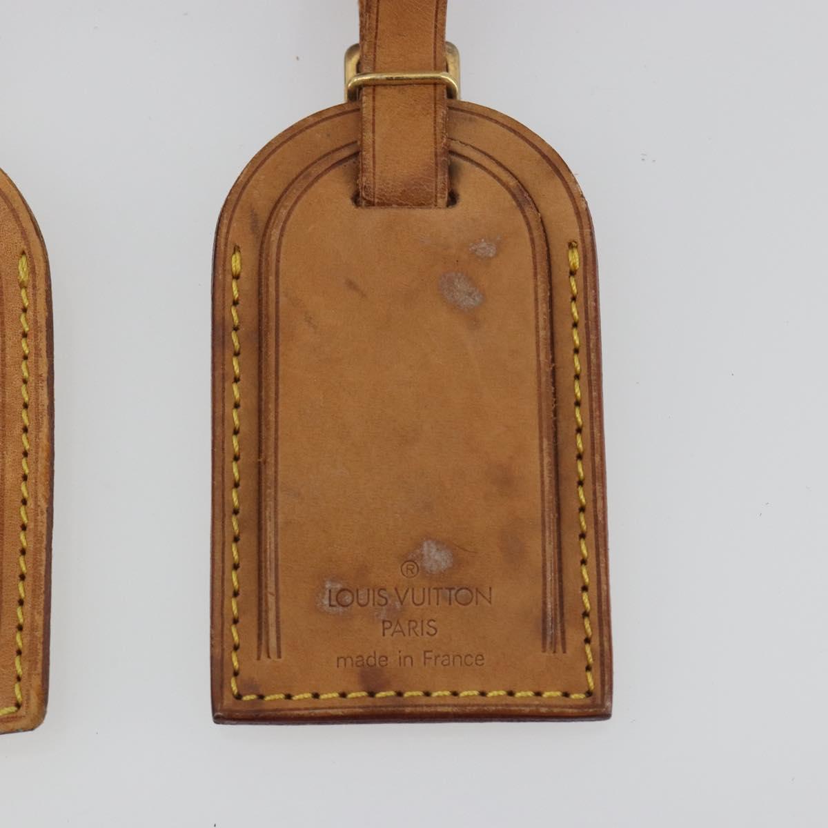 LOUIS VUITTON Name Tag Powanie 10 Set Powanie Leather Beige LV Auth 192584
