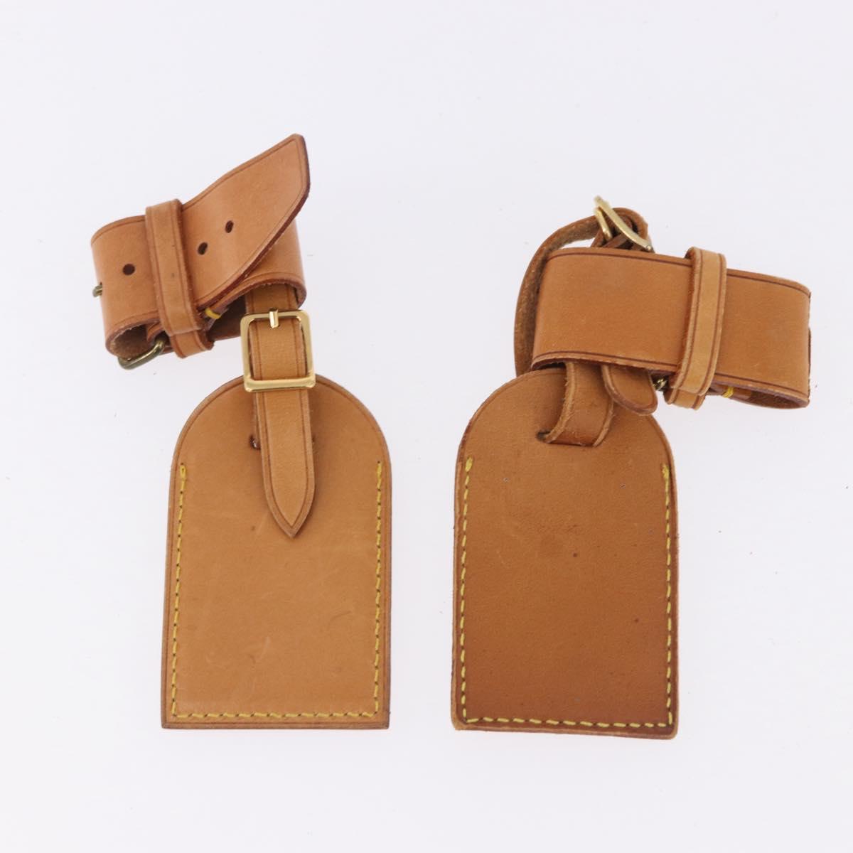 LOUIS VUITTON Name Tag Powanie 10 Set Powanie Leather Beige LV Auth 192585