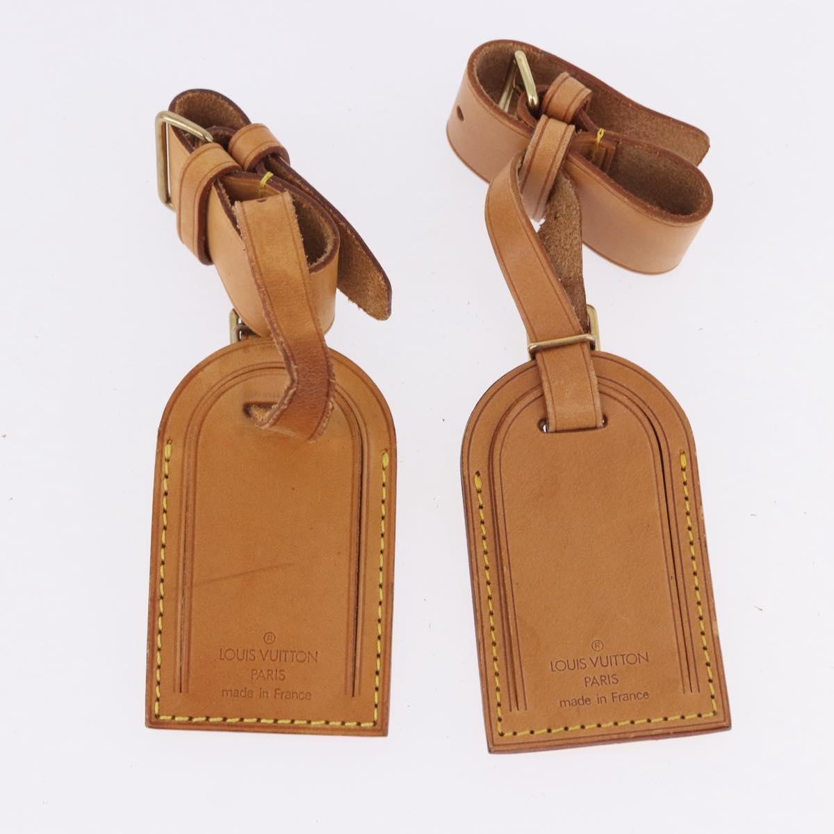 LOUIS VUITTON Name Tag Powanie 10 Set Powanie Leather Beige LV Auth 192585