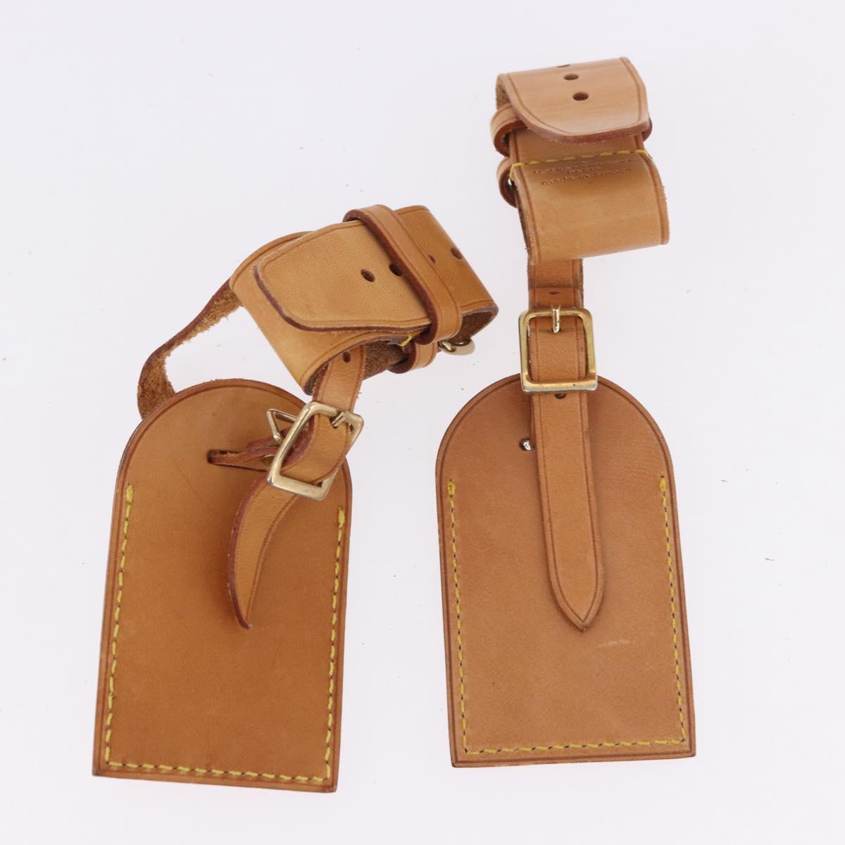 LOUIS VUITTON Name Tag Powanie 10 Set Powanie Leather Beige LV Auth 192585