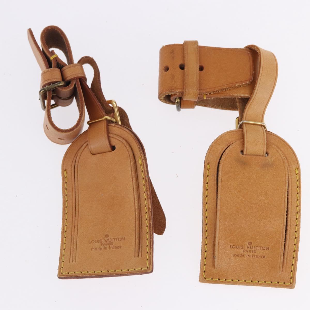 LOUIS VUITTON Name Tag Powanie 10 Set Powanie Leather Beige LV Auth 192585