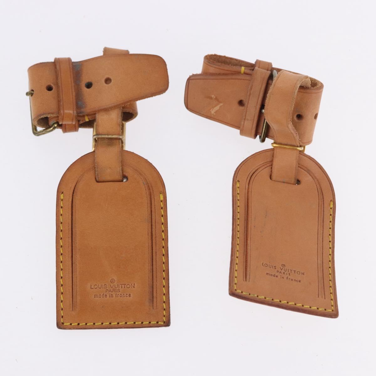 LOUIS VUITTON Name Tag Powanie 10 Set Powanie Leather Beige LV Auth 192585