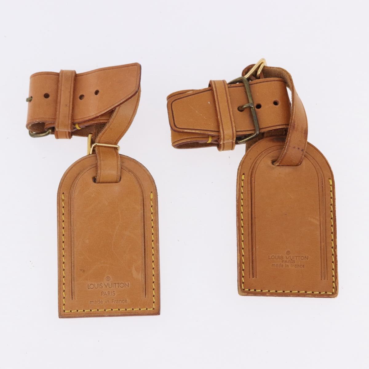 LOUIS VUITTON Name Tag Powanie 10 Set Powanie Leather Beige LV Auth 192585