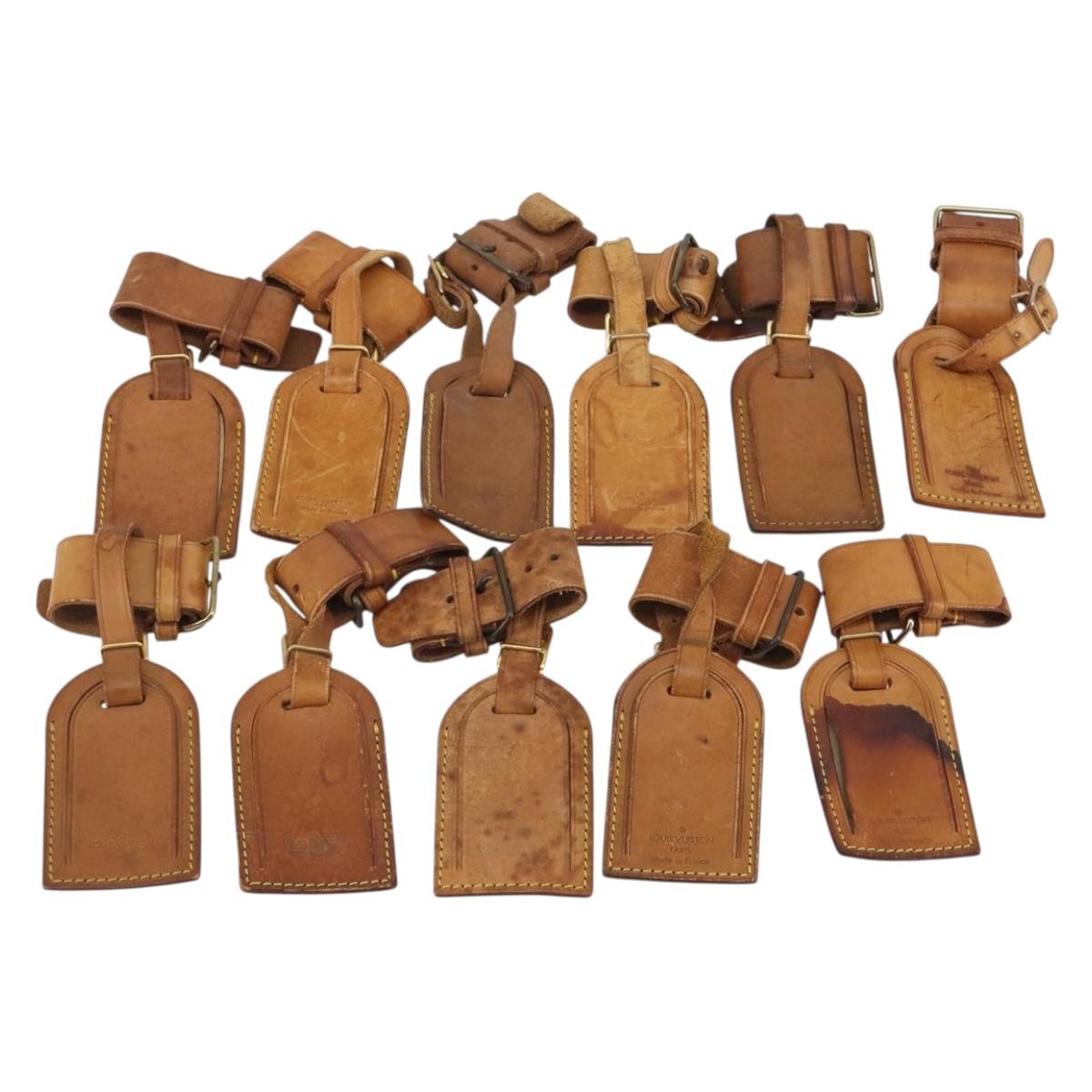 LOUIS VUITTON Name Tag Powanie 10 Set Powanie Leather Beige LV Auth 192586