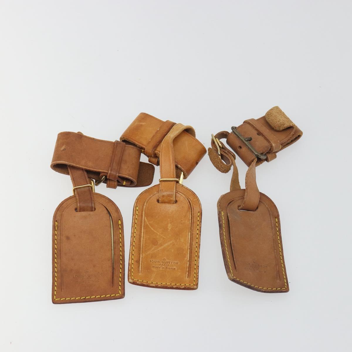 LOUIS VUITTON Name Tag Powanie 10 Set Powanie Leather Beige LV Auth 192586