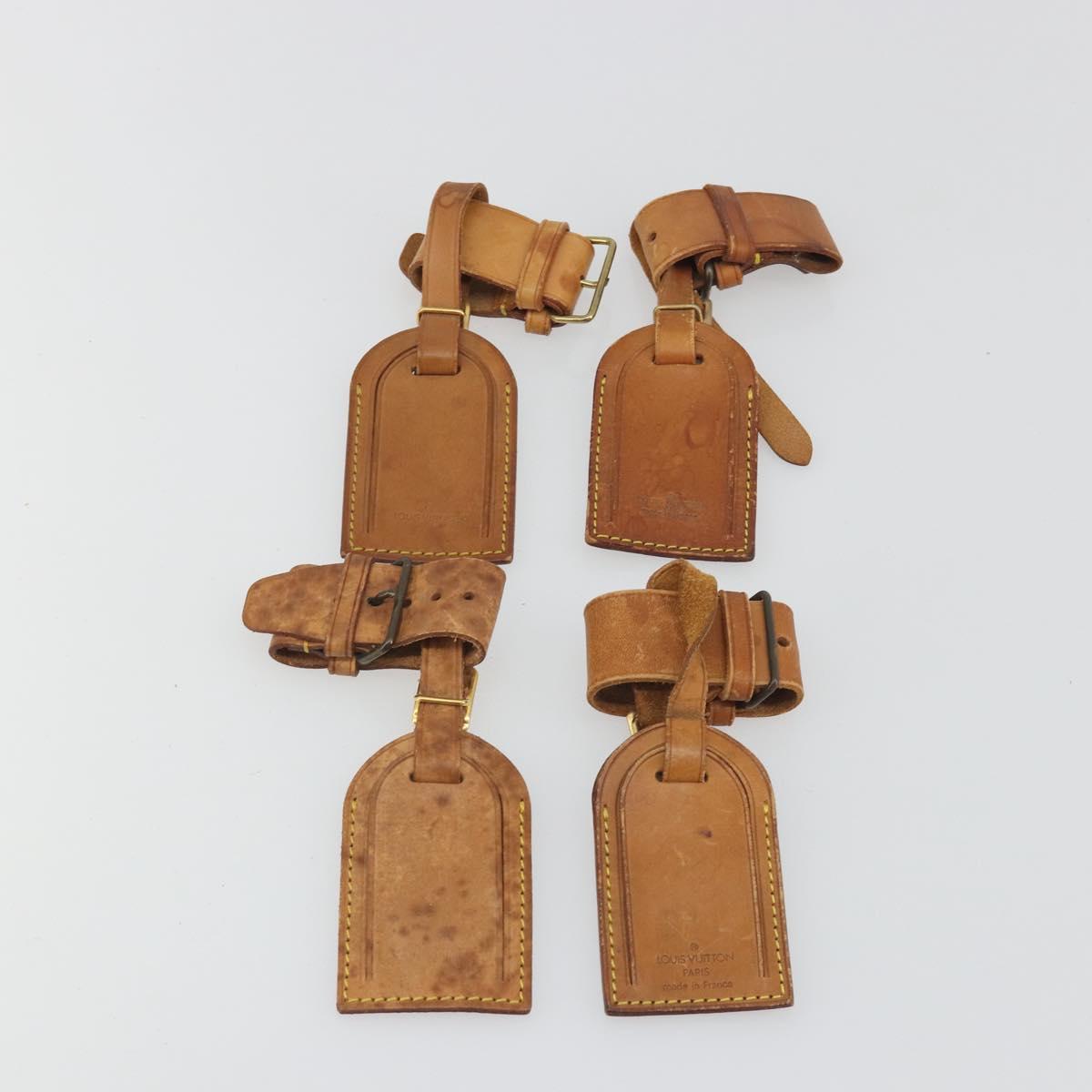 LOUIS VUITTON Name Tag Powanie 10 Set Powanie Leather Beige LV Auth 192586