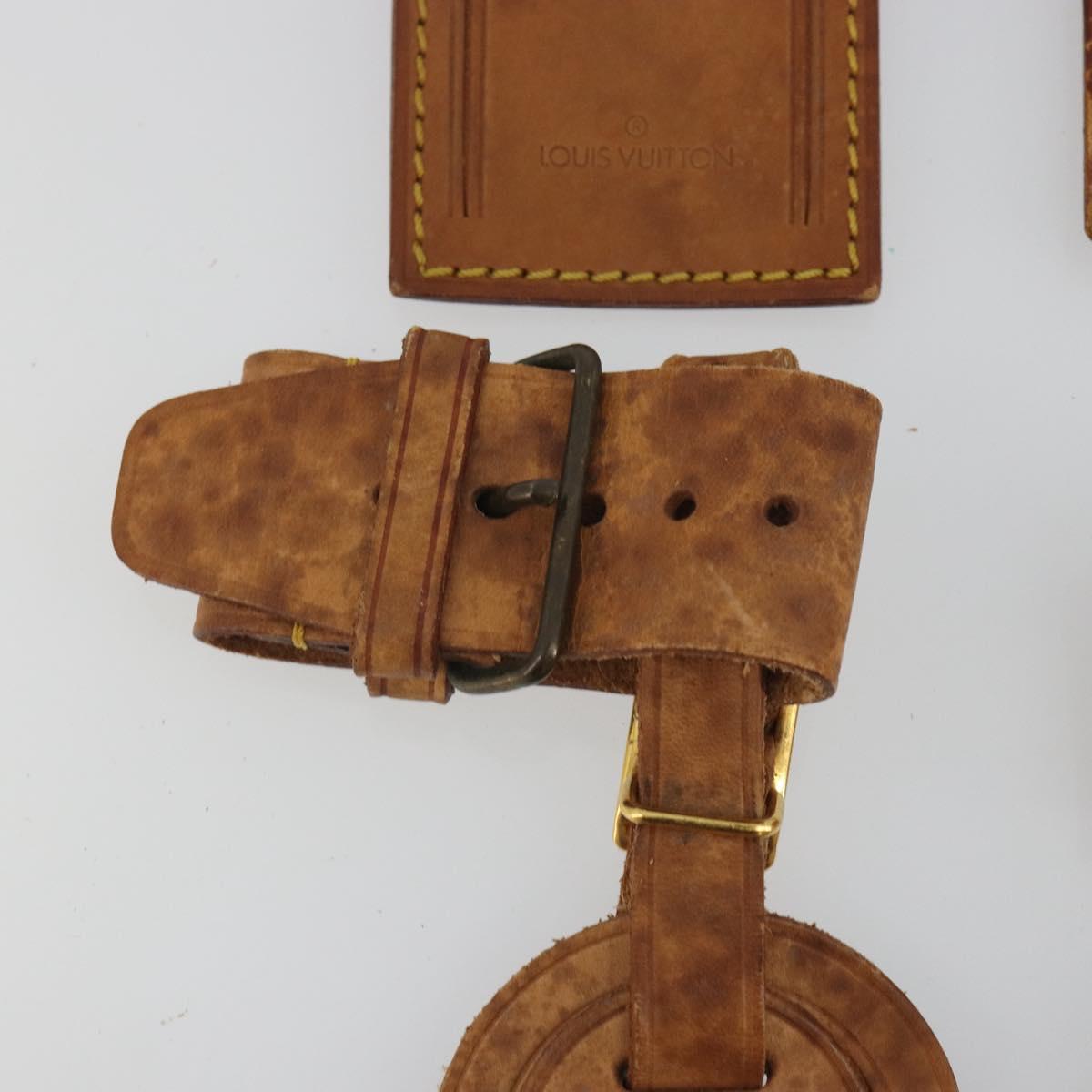 LOUIS VUITTON Name Tag Powanie 10 Set Powanie Leather Beige LV Auth 192586