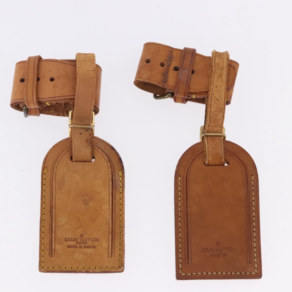LOUIS VUITTON Name Tag Powanie 10 Set Powanie Leather Beige LV Auth 192587