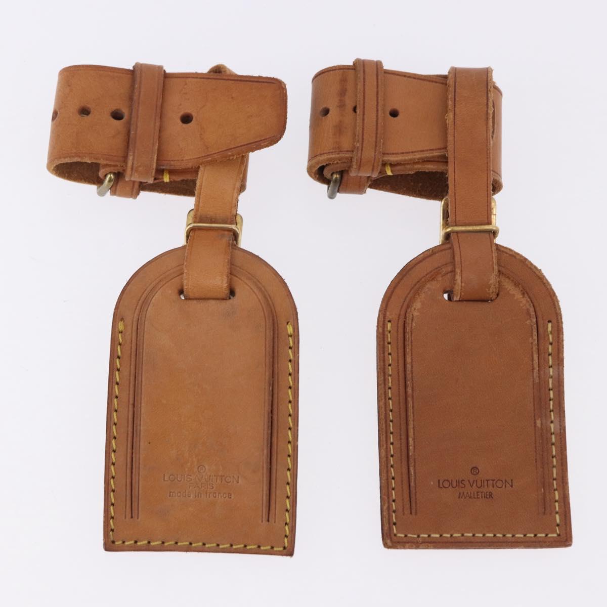 LOUIS VUITTON Name Tag Powanie 10 Set Powanie Leather Beige LV Auth 192587